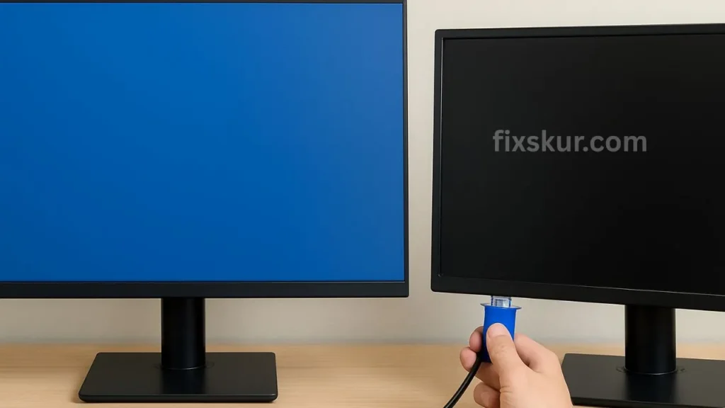 Second monitor detected but black
