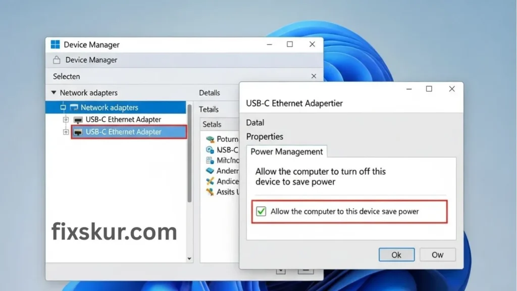 Power Management settings for USB Devices